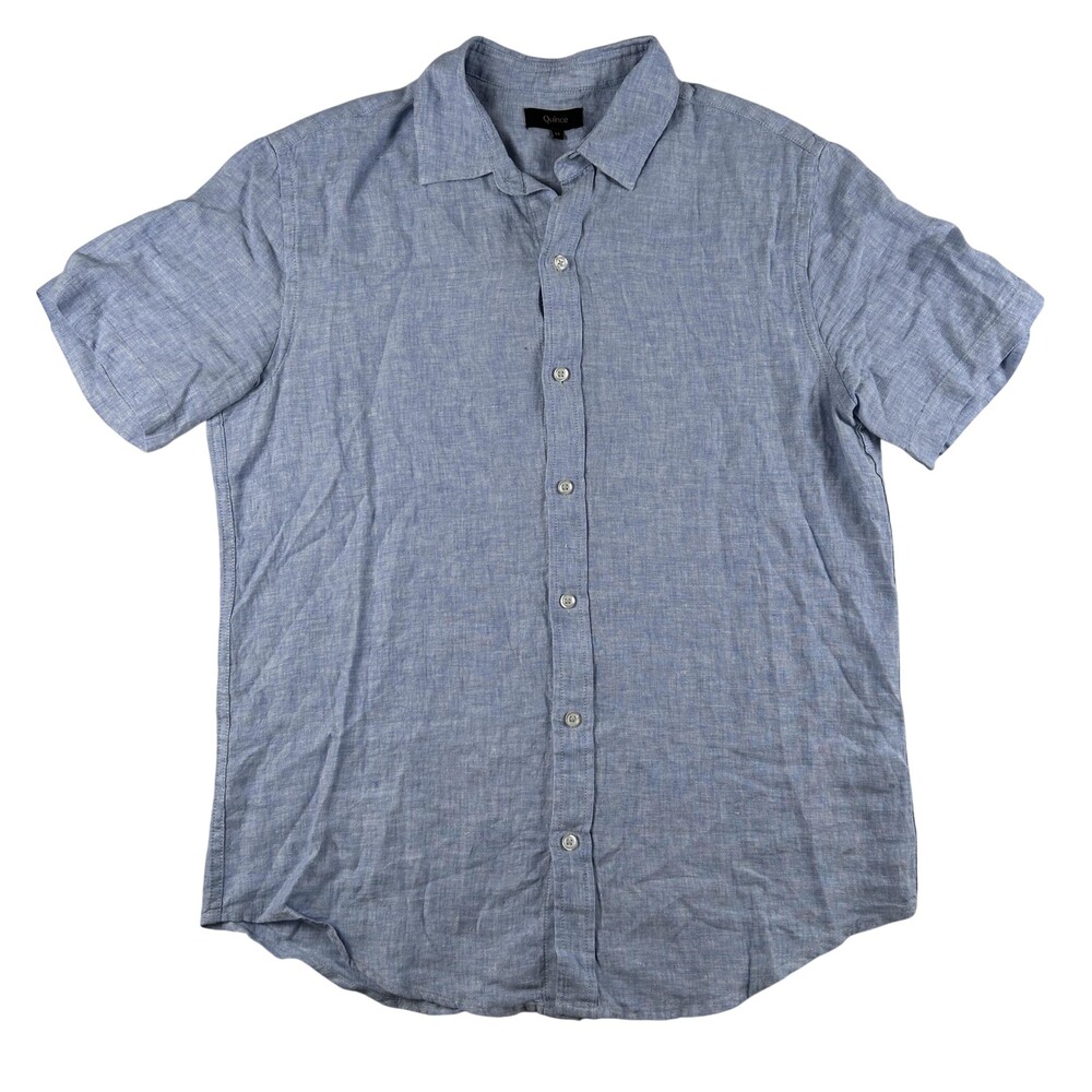 Quince Shirt Mens Medium European Linen Short Sleeve Button Up Relaxed Casual